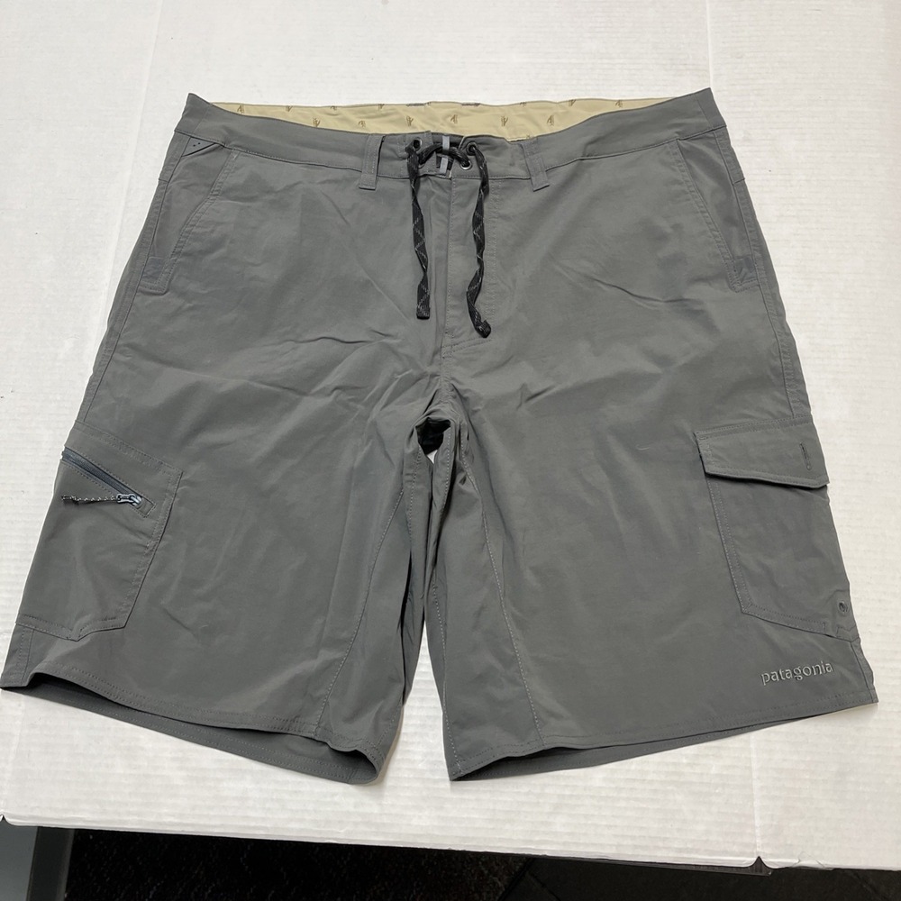 Patagonia Board Shorts Mens‎ 40 Gray Worn Wear Drawstring Swim Trunks Pockets - Picture 4 of 15